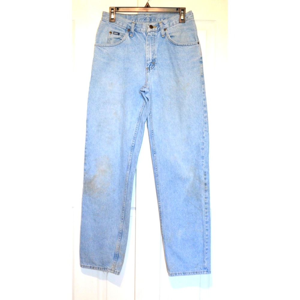 Lee 1889 Straight Jeans Womens 30x31 Waist 28" Inseam 31.5" Light Wash High Rise